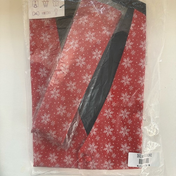 BARRY.WANG Holiday Christmas Snowflakes With Tie Vest Medium BNWT - Picture 4 of 4